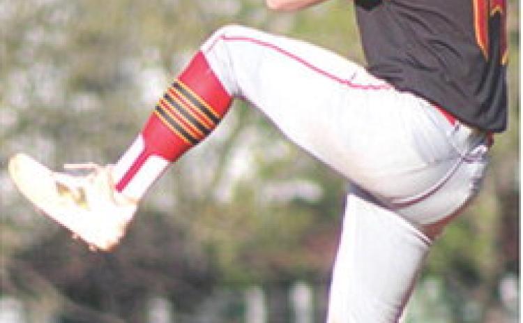 Syler Schuberger, Titan Senior, got the start and the win, 6-2, in game one of the double header sweep over the visiting Cherryvale Chargers, Thursday, at Bomber Field. Columbus won game two, 11-0.