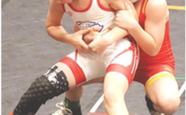 Baylor Bowman, placed third in the Battle for the Belt in Mulvane, Saturday. Baylor is shown at a tournament in Independence in January. Courtesy photo.
