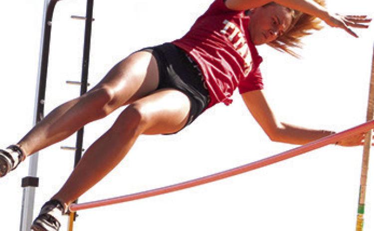 Maddie Buergin, Lady Titan Senior, took fourth in the pole vault event at the Annual Optimist Track and Field Meet, Friday, in Girard.
