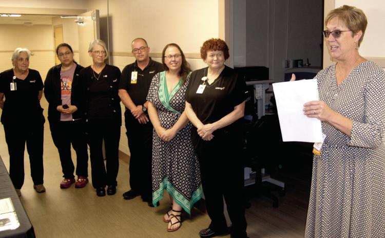 Mercy Columbus Hospital staff and visitors were invited to the blessing of the newly installed CT equipment inside the hospital. “This is truly life changing especially for a hospital this size,” Julie Mercer of Joplin Mercy as she spoke to those gathered about the impact this could have on the community.