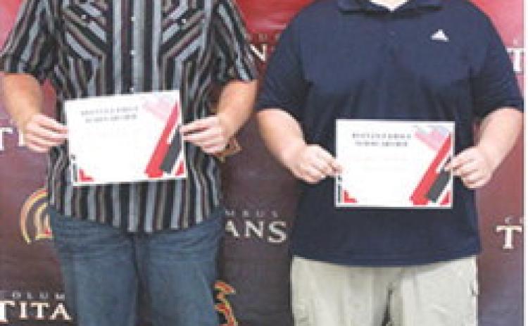 Kanyen Smith and Maddox Ochsner were recipients of the Reeves Family Scholarship in the amount of $500 each during the May 16 Senior Assembly at the Columbus Unified High School Gymnasium.