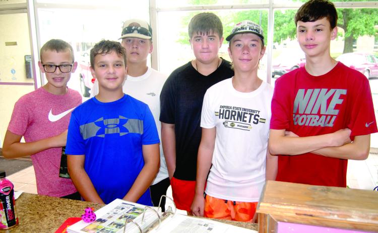 Members of Columbus Junior High band participated in Band Camp the first week of August. Friday afternoon, August 4 they had a scavenger hunt. Groups stopped at various locations to find answers to clues. Band members included Cooper Grundy, Wyatt Ganaway, Alex Welch, Kaden Crafton, Matt Webb and Brady Perry.