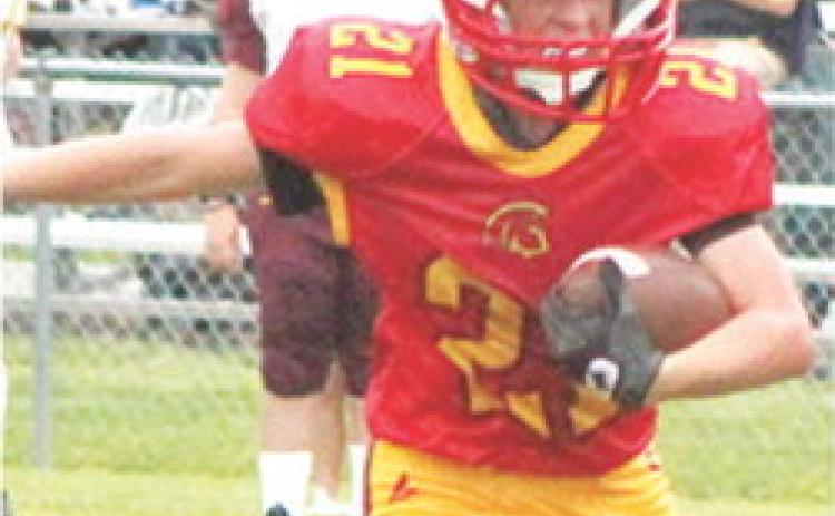 Titan Seventh Grader, Denver Hughes, scored on a 22-yard touchdown run and snagged an interception for a 75-yard, return for touchdown in the Titans, 500, win, Thursday, in Parsons.