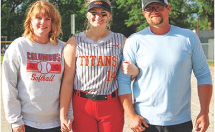 Lady Titan Senior, Hailey Ediger, was recognized during Senior Night Ceremonies at Rockette Field, May 8. Hailey is a three-year member of the Lady Titan Softball Team. She was escorted by her parents Kandice and Joel Ediger.