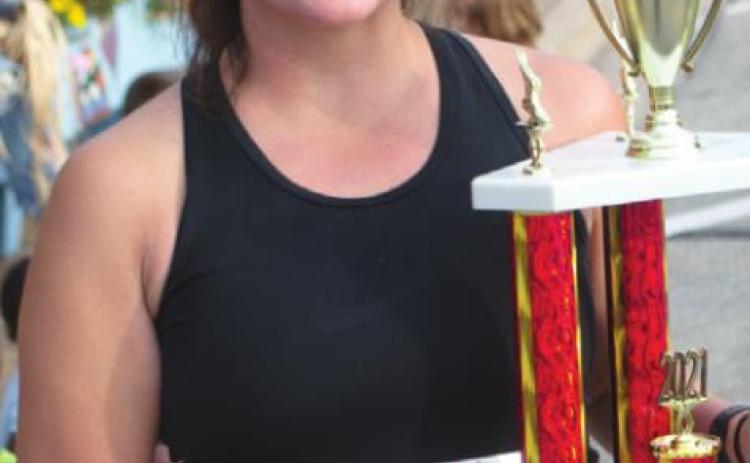 The overall female winner of the Columbus Day 5K