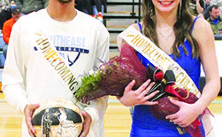 Senior, Deric Mitchell, and junior, Bella Tavernaro, were crowned as 2024 Southeast Homecoming King and Queen between the varsity girls and boys basketball games, February 9, at the Southeast High School in Cherokee. (Courtesy Photo.)
