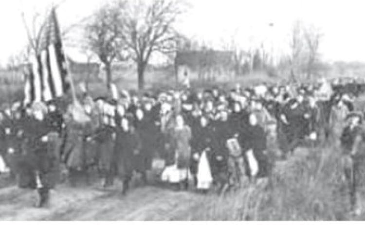 Amazon Army members staged a protest at area coal camps. Their grievances were directed toward a new state law that controlled the right to strike.