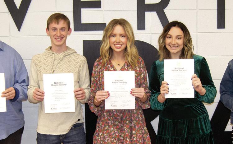 Induction of the Riverton High School National Honor Society were presented a membership certificate and a patch for their school jackets