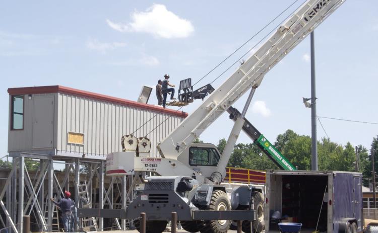 A new press box has been installed atop the bleachers at the Columbus High School football stadium. The multi story press box will accommodate photographers on the second story including livestreaming. The old press box was purchased by Bobbi Williams for $100 at auction from the Picher High School. The new press box cost over $181,000.