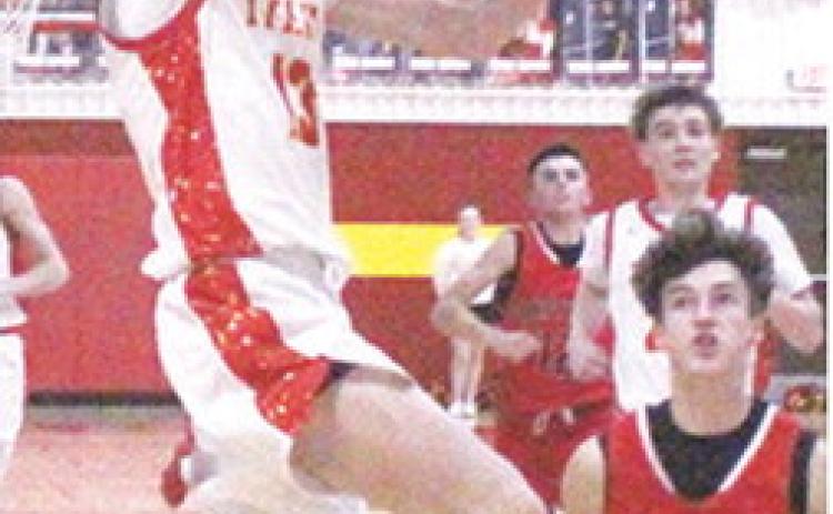 Titan Junior, Carter Woodcock, ran down an errant Lion pass and drove in for a layup to knot the game, 46-46 with 36 seconds left on the game clock. Baxter Spring Junior, Caleb Grant, did his best to catch Carter but was too late. The Lions had held the lead since halfway through the third quarter but Columbus completed the comeback win, 48-46.