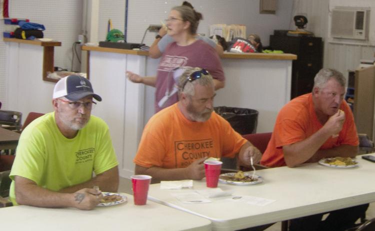 Calvin Carrico, Cloyd Ray and Jimmy Zook, from the Road and Bridge Department were in attendance at the Fair “thank you” lunch.