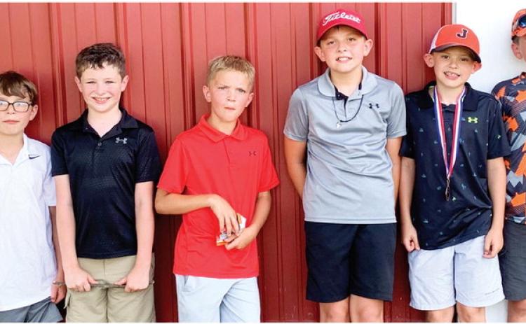Six Columbus Junior Golfers participated in the 9-10 year-old boys division in the Oswego Junior Golf Tournament, Thursday. In a field of 17 golfers, the order of finish for the Junior Titans is Jaxon Harper in fourth place, Jake Wary was sixth, and Tanner Thompson placed seventh. Kasen Sallee finished in 12th place, Trevor Lacen 14th, and Jase Mooney 15th, Courtesy photo.