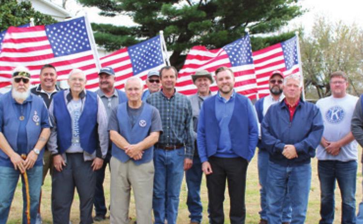 The 2021 Baxter Springs Kiwanis celebrate 100 years of service. Left to right: Jim Day, Larry Crozier, David Pendergraft, Larry O’Neal, Brian Kuehn, Chuck Sweeton, David Hunt, Doug Hill, Kelly Abbott, Ben Kerr, Kelly Knokes, Casey Roberts, Art Roberts and Andrew Paciorek. Not pictured: Todd Webb, Larry Hiatt, Joe Maghe, and Brian Caswell. Photo by Dee Riley.