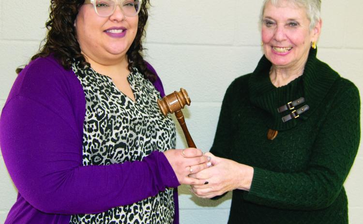 The annual passing of the gavel denoting the changing of the Chamber of Commerce presidency was held at the monthly meeting Wednesday. Rebecca DoByns, takes over the leadership of the business organization from Laura Lowry Greene the 2023 president.
