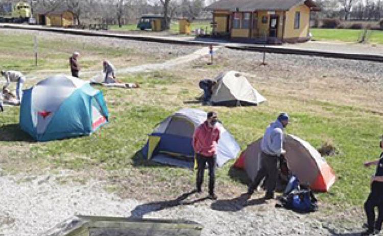 Members of Scout Troop #299 from Kansas City recently traveled to Carona for a campout and tour of the train depots. Members also toured Big Brutus. They cooked out in Dutch ovens. Courtesy photo.