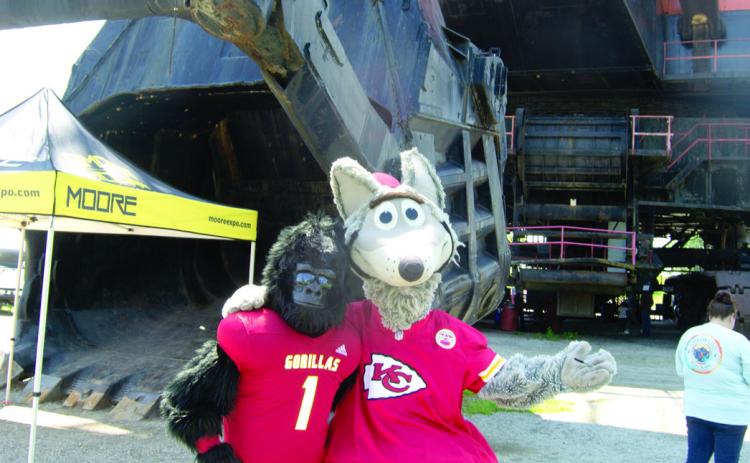 Two of the area’s best known sports mascots helped Big Brutus celebrate it’s 60th birthday Saturday. Gus Gorilla of Pitt State and KC Wolf of the Kansas City Chiefs were signing autographs and posing for pictures with fans.