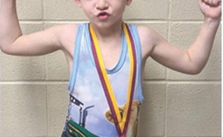 Benjamin Hodgson won the 6U, 46-pound weight class at the Girard Matside Wrestling Tournament Saturday in Girard. Courtesy photo.