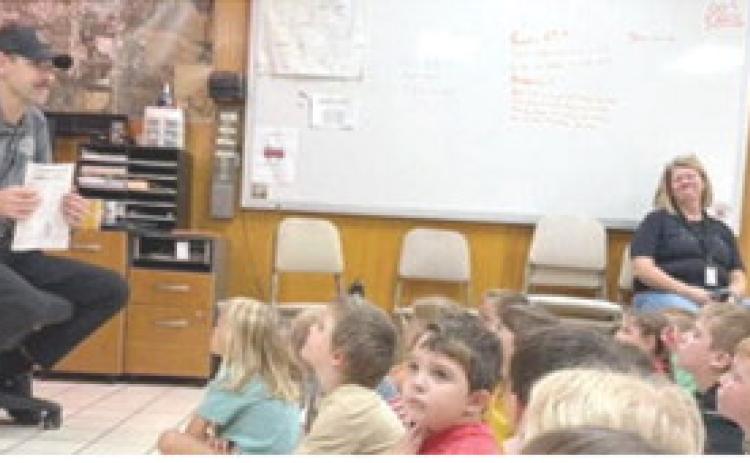 Fire Chief Steve Burton spoke to a group of Park Pre-K students about fire safety during Fire Prevention Week. Courtesy photo.
