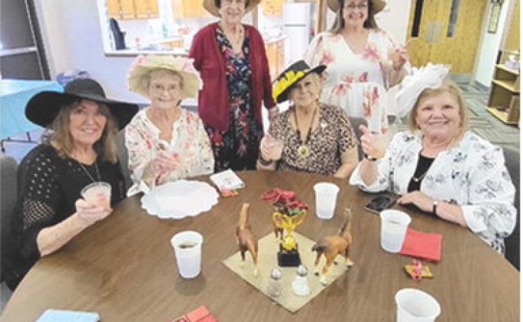 May’s meeting theme for the Baxter Springs Chapter BT of P.E.O. was “The Kentucky Derby.” Members wore fancy hats and played Kentucky Derby Bingo. Courtesy photo.