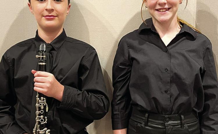Ryker Youngblood and Mollie Sauerwein were selected and performed with the Kansas Band Masters Association’s Middle Level Honor Band in Wichita recently. Courtesy photo.