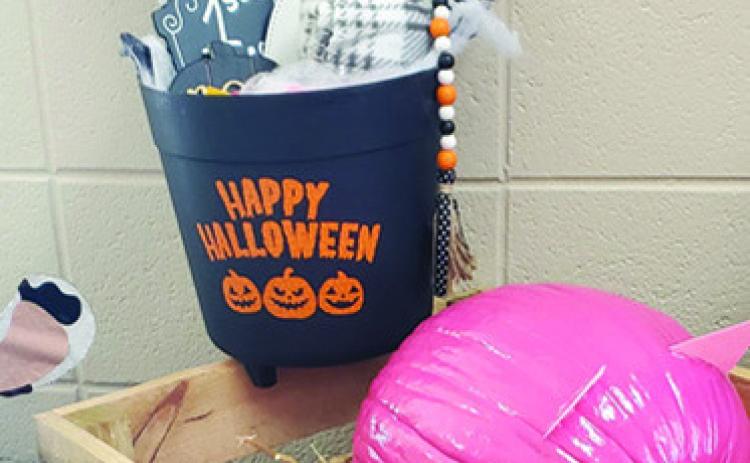 First place in the Mercy Columbus Pumpkin decorating contest was a momma pig and her babies. Morgan Lero and Jerrica Conrad were the creators of this farm themed entry.
