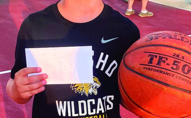 Crosby Neil won the fifth grade and under division of the free throw contest at the Freedom Fest festivities in the Columbus City Park, July 8. Courtesy Photo.