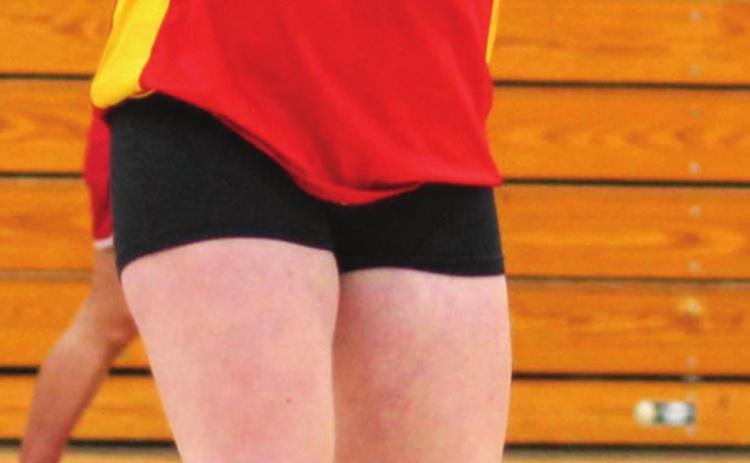 Lady Titan Freshman, Madisen Rand makes a pass during the volleyball team’s inter-squad scrimmage, prior to Titan Booster Club’s Annual Meet the Titans Night, August 24, in the Columbus Unified High School Gymnasium.