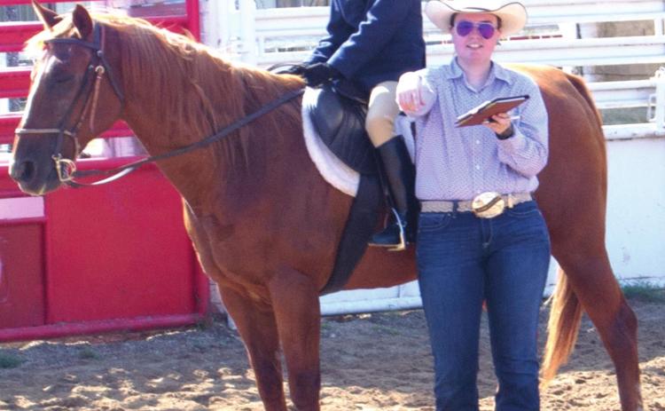 Only one contestant dressed for the Hunt Under Saddle competition. Akissa French was named the Grand Champion. She was discussing the event with Judge Allison Wakefield, of Mound City.