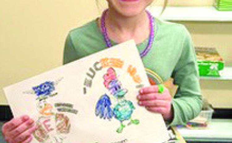 Park Pre-K students color Eddie Eagle, Rooster Booster