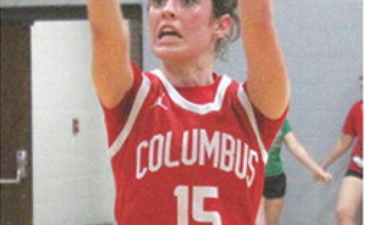 Lady Titan Junior, Natalie Wary, scored six points in the third quarter of the 25-55, Columbus loss in Cherryvale, Tuesday.
