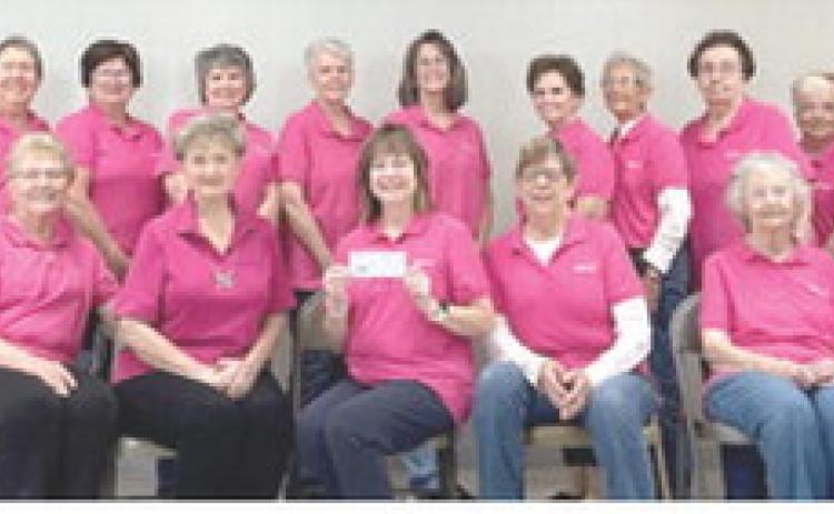 Those present at the presentation included back row Melissa Torchia, Vice President, Bobbi Martin, Michele Weber, Vicki Hess, Susan DePratt, Deb Messer, Historian, Anita Robinson, Secretary, Ann Thiele, Geneva Grubbs, LaDonna Smith, Kay Hale, Lucille McNemar, Fundraiser Chairman, Linda Garrison. Front row Clara White, Treasurer, Jane Ann Turner, Brenda Barrett, President, Anita Davolt, Patsy Coble and Michelle Mosler. Courtesy photo.