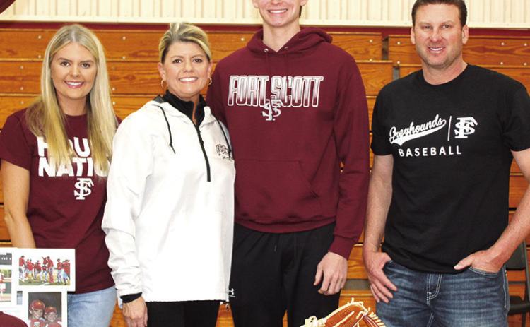 Titan Senior Kolt Ungeheuer, signed a National Letter of Intent to continue his baseball career with the Fort Scott Greyhounds. In recognition of National Signing Day, the first Wednesday of February, a ceremony was held Monday at the CUHS Gymnasium for seven Titans extending their careers to the college level. Kolt’s signing was witnessed by sister, Kamryn and his parents, Kathi and Kolby Ungeheuer.