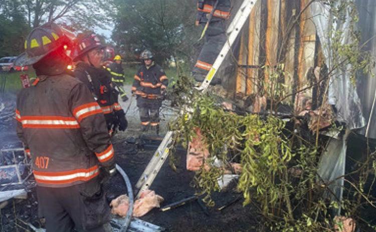Firefighters from Columbus and Baxter Springs Fire Department provided mutual aid to Chetopa Fire Department at a structure fire Tuesday at around 7:47 p.m. The incident occurred near the corner of Southwest 60th and Star Road. No injuries were reported. Courtesy photo.