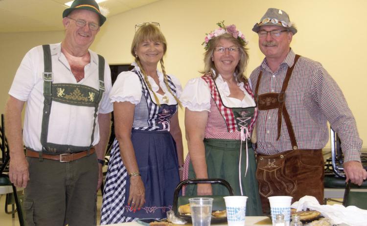 Attending the St. Bridget’s annual Octoberfest dinner was not enough as some folks came in German dress. Rod and Carla Pulliam of Cherokee and Mary Riggin and Bob Duffin added to the festivities.