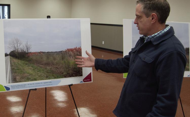 Baxter Springs city officials were busy earlier this week as they had representatives from two companies seeking to put solar farms in Cherokee County attempting to get approval of the governing body. Barry Matchett, of Denver, Colorado, representing Clearway Energy had a series of altered photos demonstrating what the solar farm would look like from Clem Road.