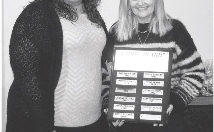 Michelle Mosler was presented with the Chris Award at last year’s Chamber dinner. This year a new Chris Award winner will be announced.