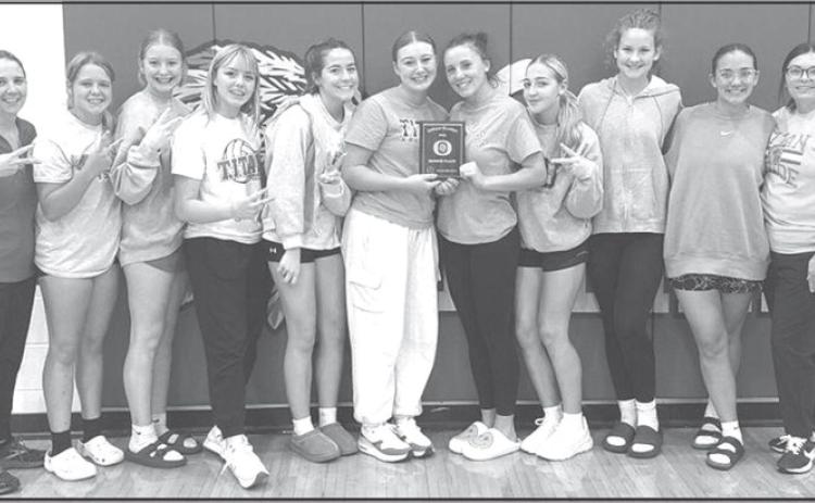 Members of the Lady Titan Varsity Volleyball Team bringing home the first volleyball hardwarde for Columbus High School are: Coach Ryan Lacen, Morgan Richards, Trinity Green, Graci Major, Ava Harman, KT Lopp, Katie Simpson, Harley Long, Ruby Stover, Katy Mooney, and assistant coach, Jessica Scott. See page nine in today’s News-Report for complete coverage. Courtesy photo.