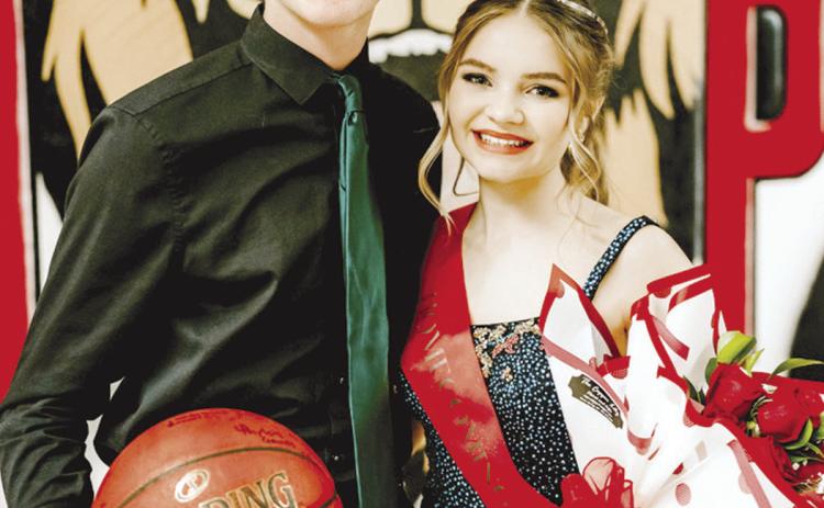 Homecoming games at Baxter Springs were Friday night against Frontenac. Paul Pommier was chosen King and Lillian Weston was crowned Queen between games. Courtesy photo.