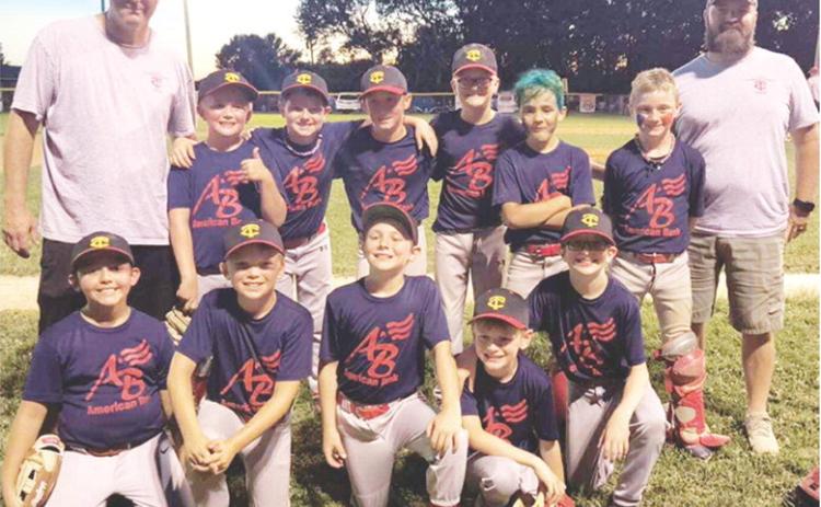 The American Bank Team won two games Wednesday night to secure the Columbus Cal Ripken Minor (10U) League Title. Members of the team are front row: Sam Hardman, Kai Fellwock, Isaac Zahm, Connor Crain, and Matthew Niegisch. Back row: Coach Craig Hale, Trapper Clark, Gus Garrison, Brady Hale, Kolt Carter, Kross Davis, Lee Snow, and Coach TJ Carter. Courtesy photo.