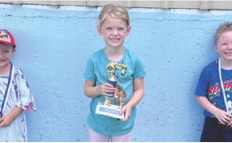 The annual Farm Bureau Pedal Tractor Pull once again this year led the opening night at the Fair on Tuesday. The winners in the four-year-old bracket were Margo Barcus in first place, Stetson Gregory in second place and third was Uri Hester.