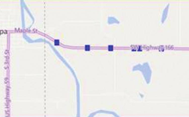 Bridges under repair on US 166 near Chetopa