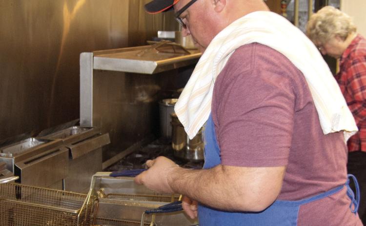 Every Friday evening through Lent the Knights of Columbus at St. Bridget’s Parish will have their annual fish fry. Chip Herrenbruck was in charge of the fryer.
