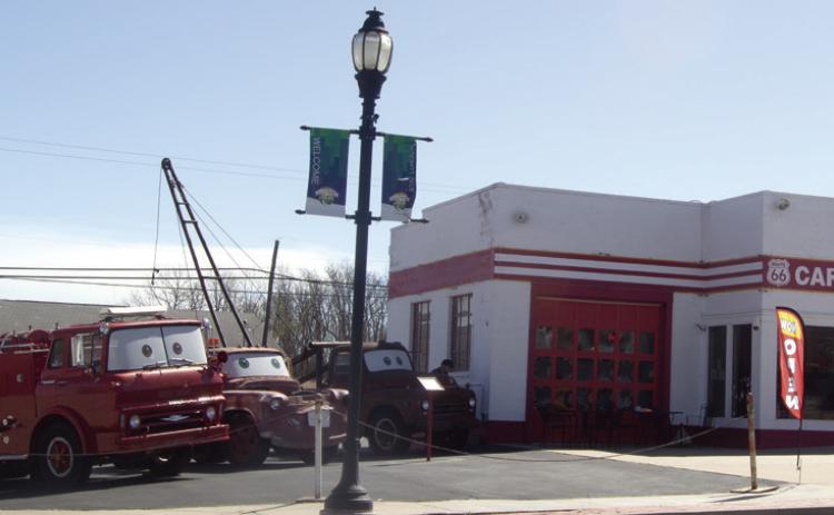 Cars on the Route service station with the real vehicles featured in the Cars animated movie, has become a popular spot in Galena.