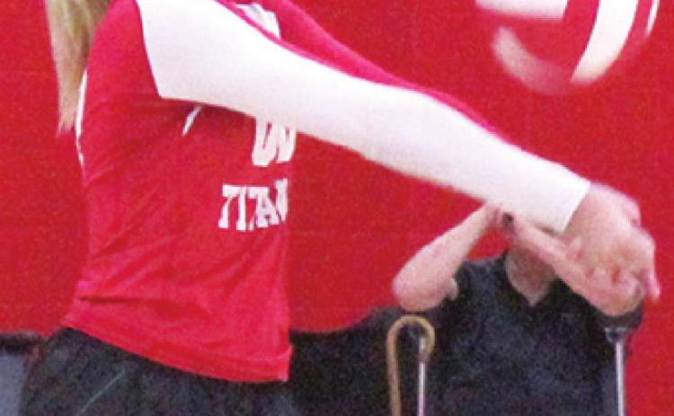 Columbus Lady Titan Eighth Grader, Olivia Boyes makes a pass in the Central Junior High 8A loss to Riverton, Thursday at the Central Gymnasium.